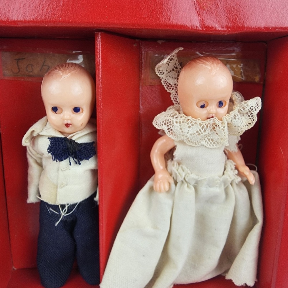 Vintage Composite Doll Miniture Bride Groom Arms Legs Eye Moving‎ 3.5 in